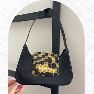 Lancel Italy Women's Black Faux Leather Purse Shoulder Totes Handbags